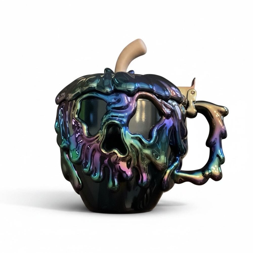NWT Disney Parks Iridescent Black Poison Apple Stein Mug